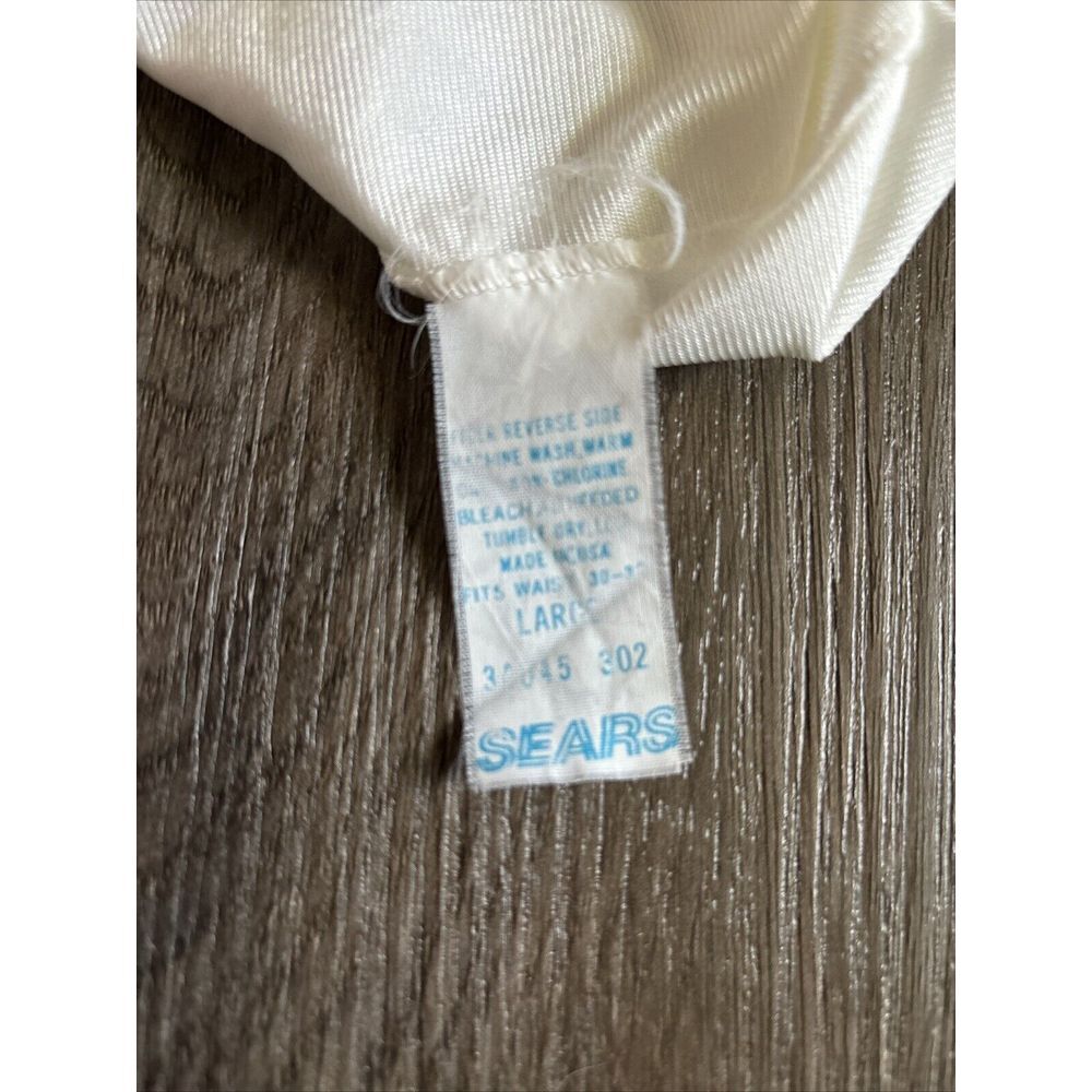 Vintage Sears Large Half Slip Ivory Side Slit Stretch Lace Trim - Picture 5 of 5